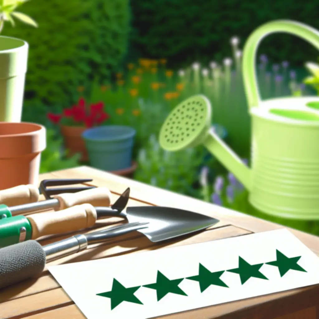 Klient używający zestawu narzędzi ogrodniczych w zielonym ogrodzie