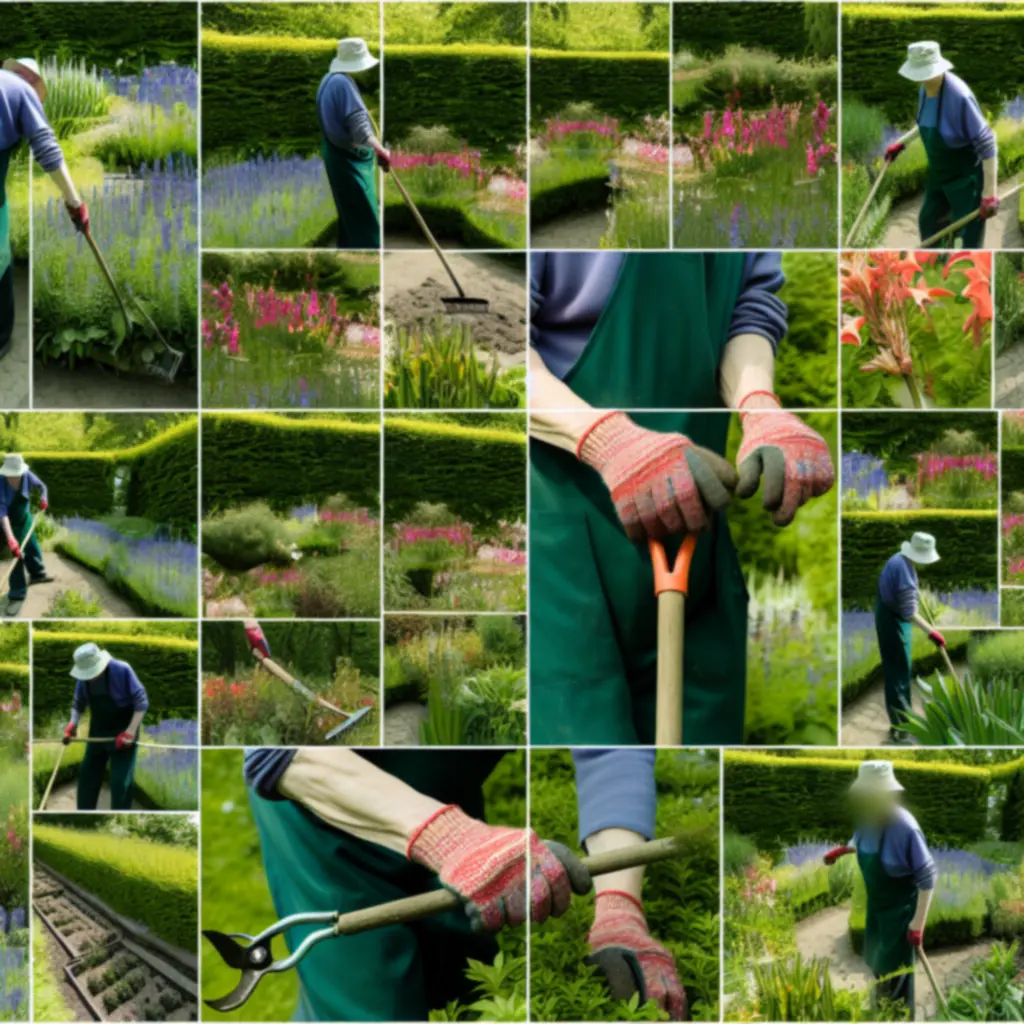 Narzędzia ogrodnicze w akcji w polskim ogrodzie – pielęgnacja rabat, trawnika i warzywnika
